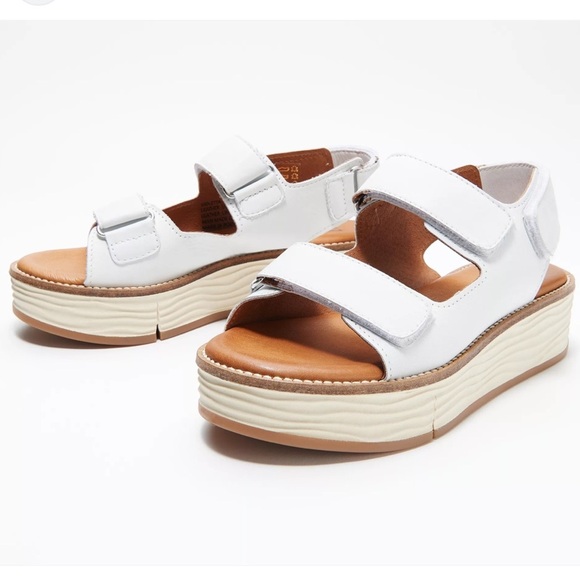Miz Mooz Shoes - MIZ MOOZ Violetta White Leather Platform Adjustable Sport Sandal Sz 39
